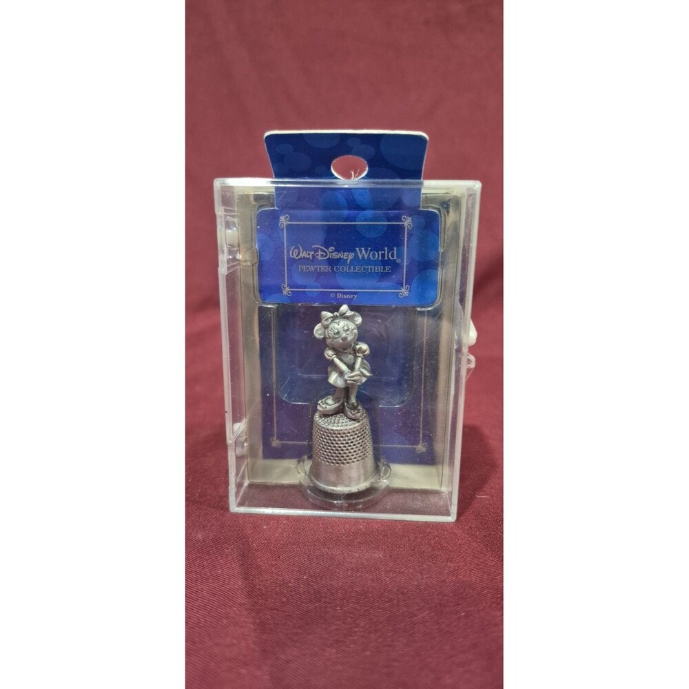 New In Box Vintage Walt Disney Brand Minnie Mouse Pewter Thimble Just Under 2"